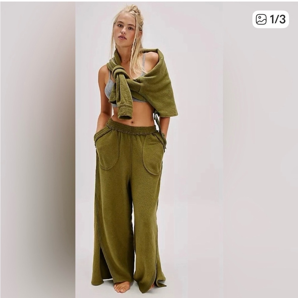 NWT Free People Intimately Chill Beat Lounge Pants~ Army